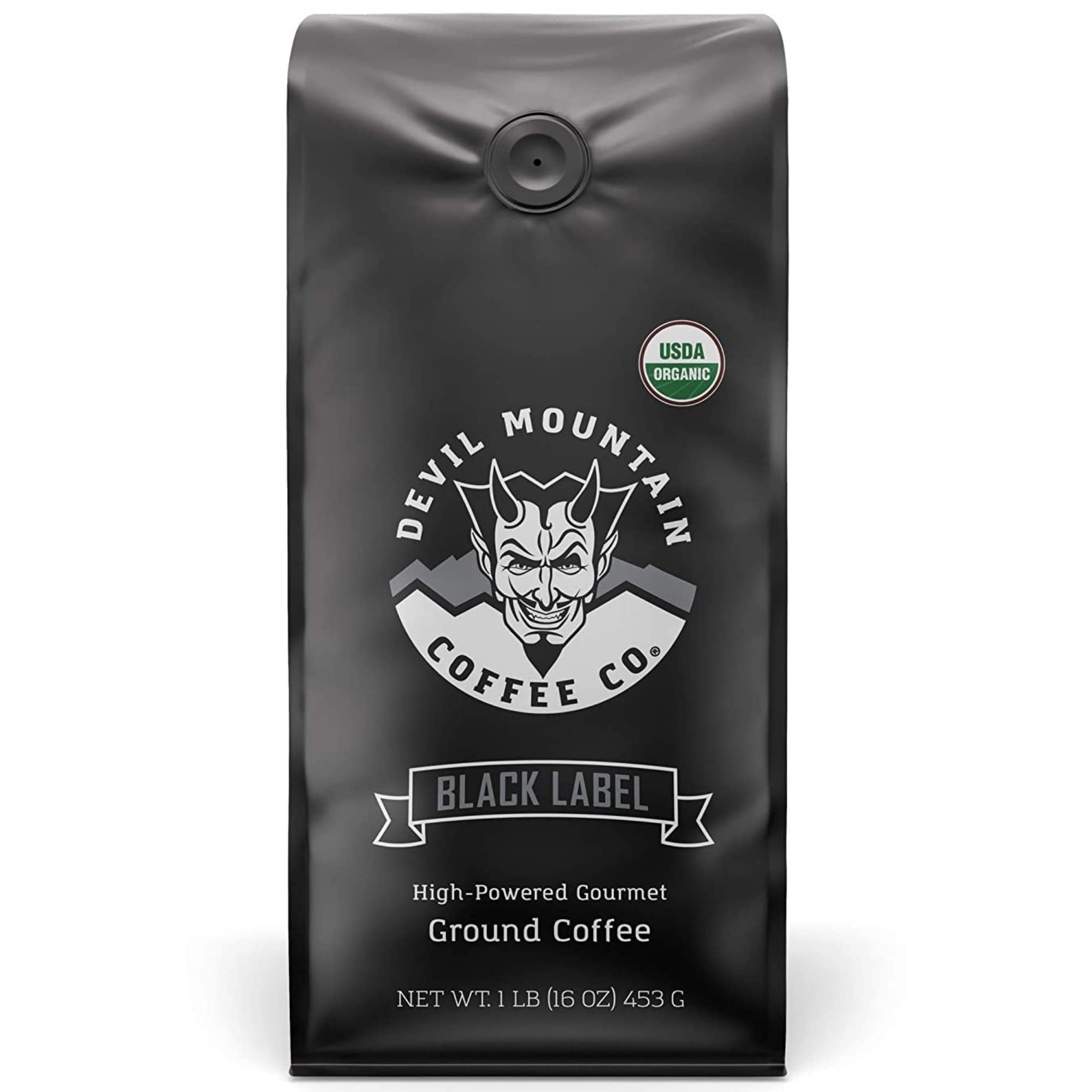 Devil Mountain Coffee Black Label Dark Roast Ground Coffee, USDA