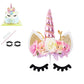 Nishine Rose Floral Unicorn Cake Topper - Birthday Party Decoration, 14cm x 14cm x 3cm, Pink & Ivory