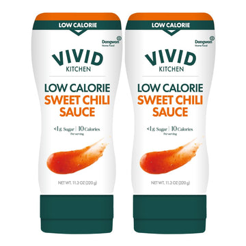 Vivid Kitchen Low-Calorie Sweet Chili Sauce - 2 Pack - Low Sugar, 10 Cal/Serving - No Preservatives Or Msg - Easy Squeeze Bottle - Healthy Asian-Inspired Sauce For Dipping, Stir-Fry, And More