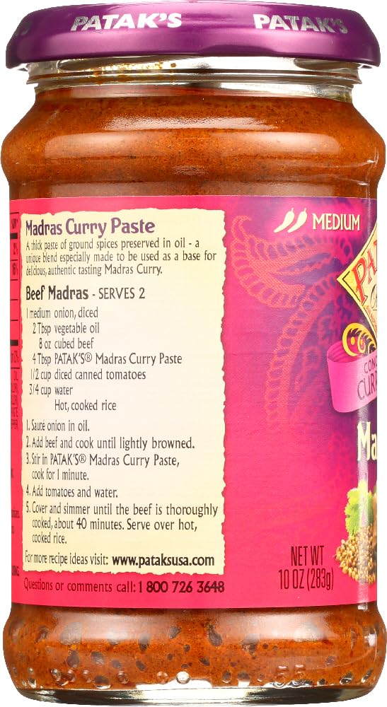 Patak Madras Curry Paste, 10-Ounce Bottle (Pack of 4)