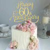 Sleyberoy Gold Glitter Happy 60th Anniversary Cake Toppers -Wedding Anniversary Party Decorations, 60th Wedding Anniversary, Com