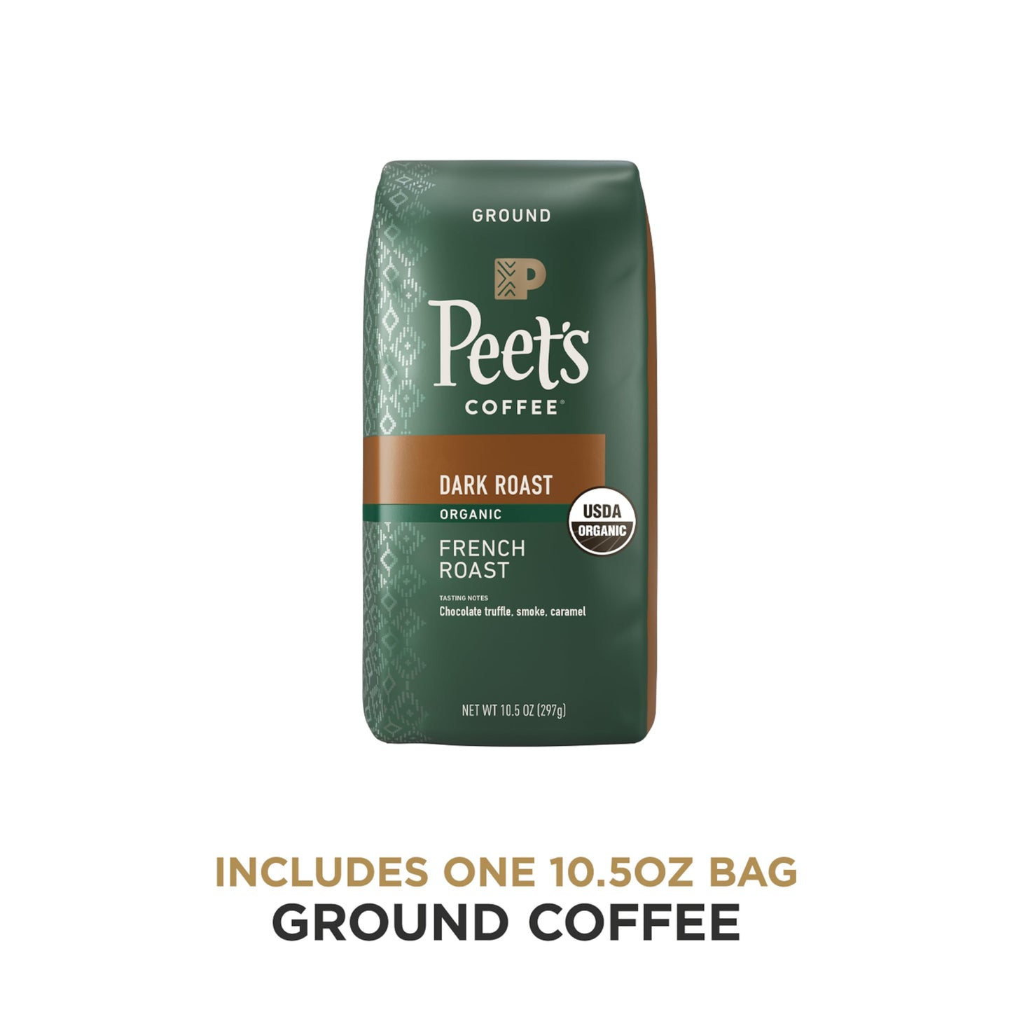 Peets Coffee, USDA Organic Dark Roast Ground Coffee - French Roast 10.5 Ounce Bag