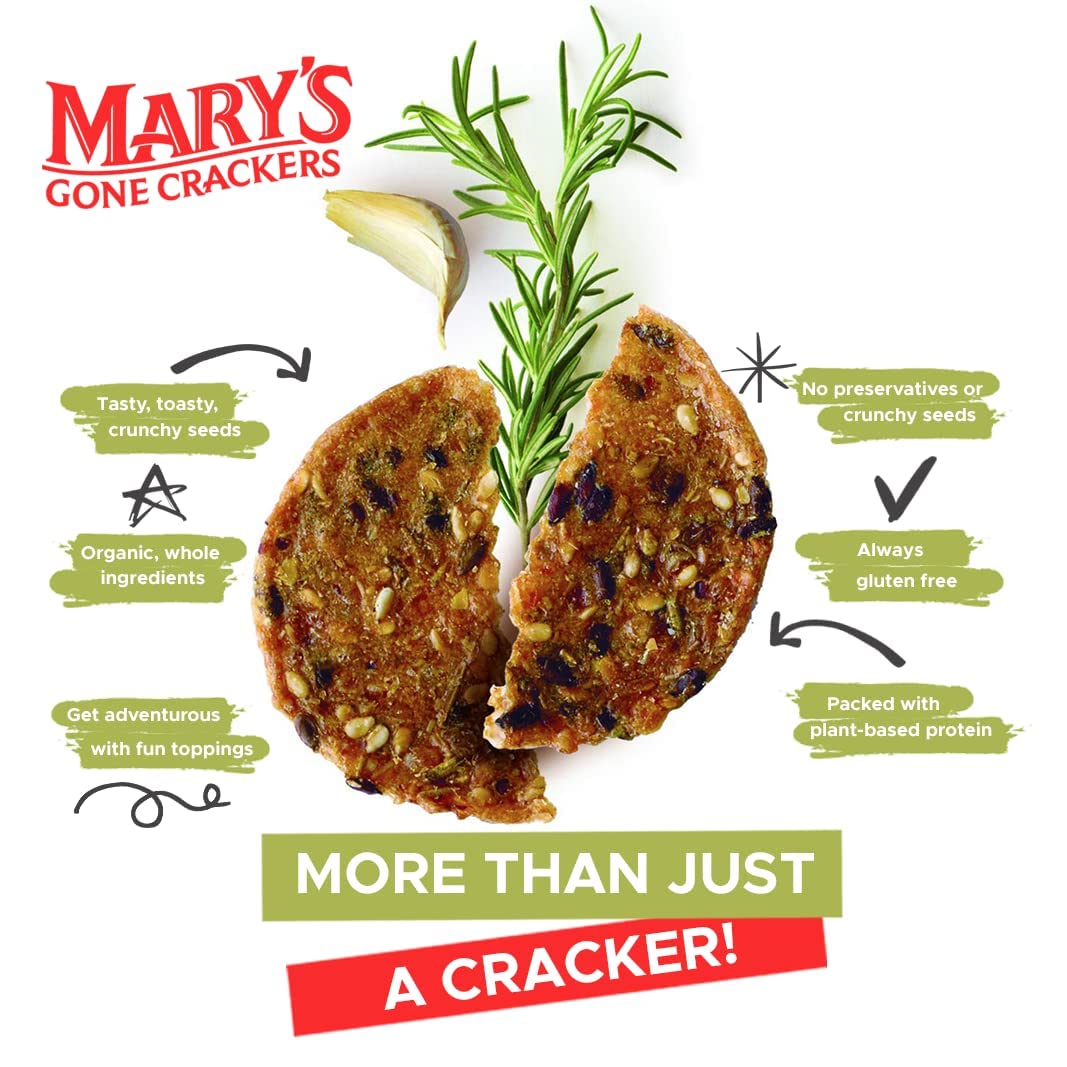Mary'S Gone Crackers Herb Crackers, Organic Brown Rice, Flax & Sesame Seeds, Gluten Free, 6.5 Ounce