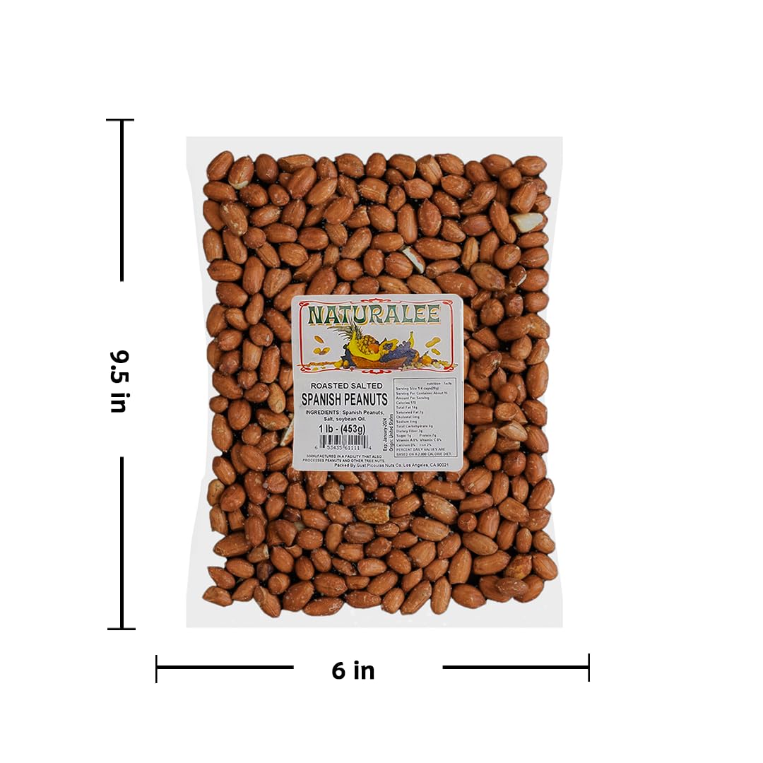 Naturalee Peanuts, With Skin Spanish Peanuts 1 Lbs - Roasted & Salted - Heart Health, High Protein