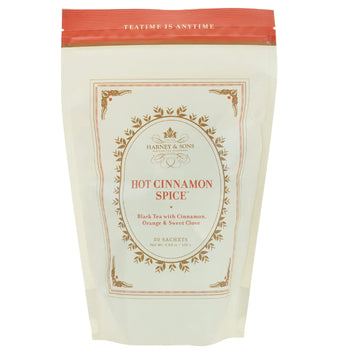 Harney & Sons Hot Cinnamon Spice Black Tea, 50 Sachets with Orange Pieces & Cloves, Pack of 1