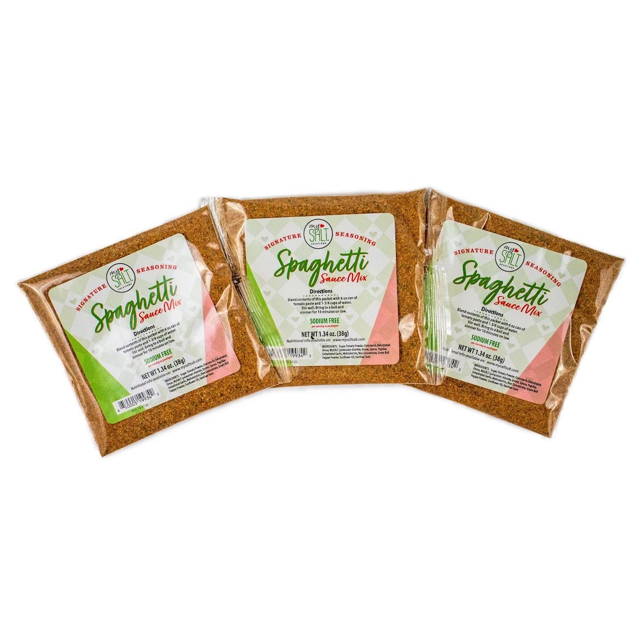 MySALT Spaghetti Sauce Mix 3 Pack - Sodium Free Seasoning for Classic Spaghetti Night - Easy Low Sodium Meal Prep with Comfort F