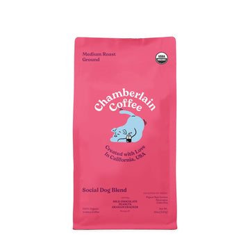 Chamberlain Coffee Social Dog Blend, Full Bodied Organic Coffee With Complex Yet Smooth Notes Of Milk Chocolate, Roasted Peanuts, Brown Sugar, Graham Cracker, Fresh Ground 12Oz