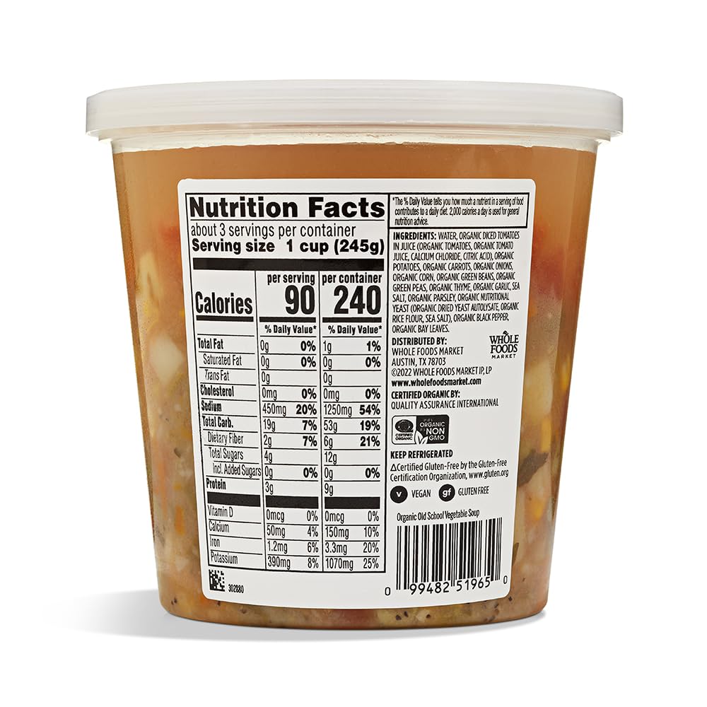 Whole Foods Market, Soup Old School Vegetable Organic, 24 Ounce