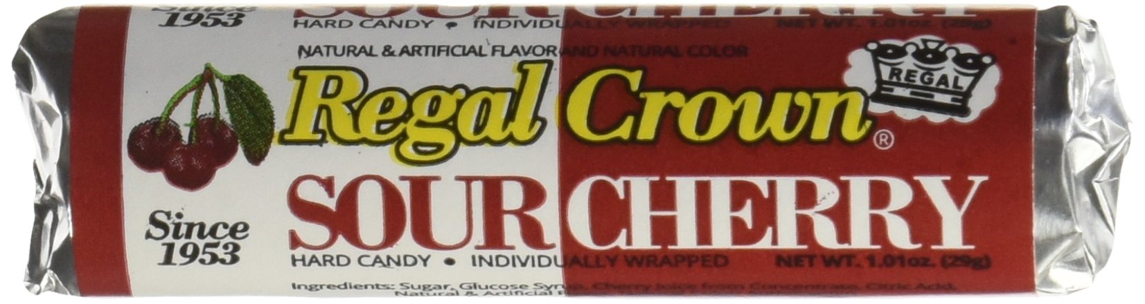 Regal Crown Sour Cherry Candy Rolls | Traditional Sour Cherries Candy | Tart And Tangy Old Fashioned Sour Cherry Hard Candy Brou