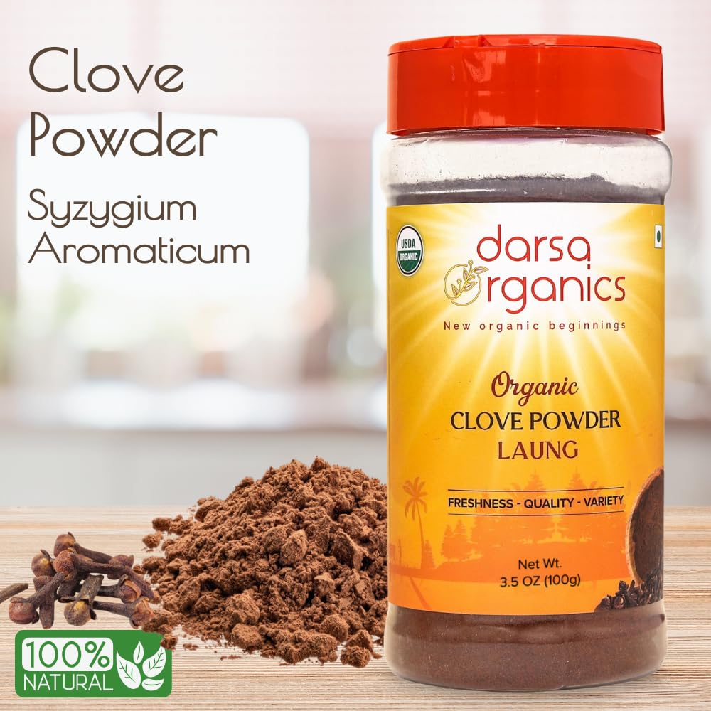 Darsa Organics Cloves Powder 3.5 Oz - Usda Organic Ground Cloves From India, Aromatic, Non-Gmo, Kosher Certified, Gluten-Free, O