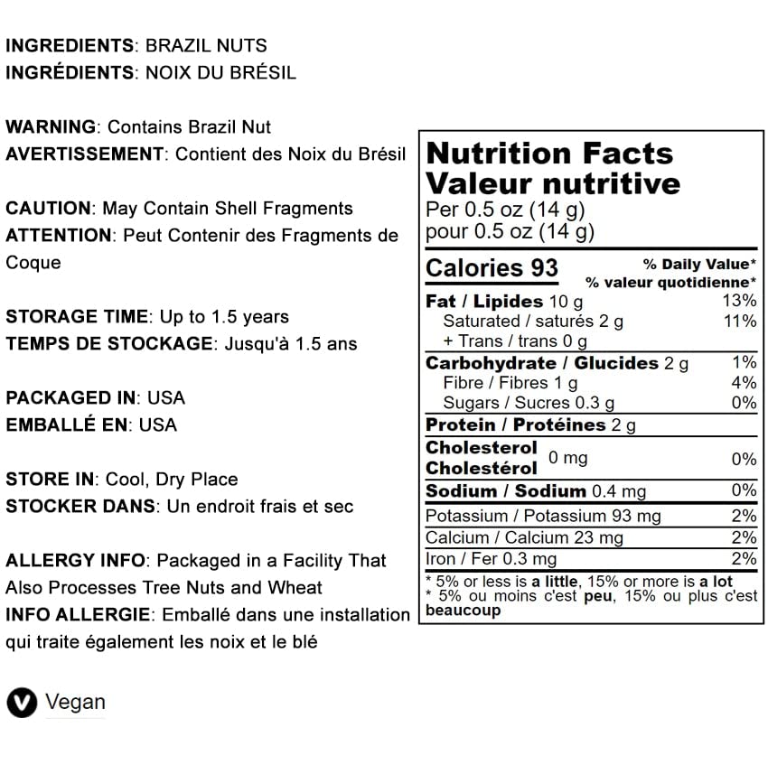 Food to Live Dry Roasted Brazil Nuts, Unsalted, Whole, Vegan, Kosher, 1 Pound