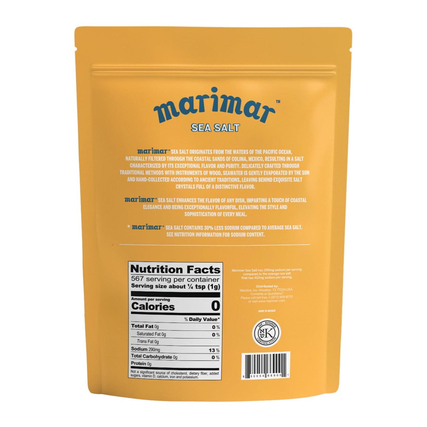 Marimar Sea Salt, Coarse Grain, Naturally Low Sodium, Kosher, 20oz