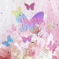 Newmemo Gradient Sequins Butterfly Cake Toppers, 12pcs, Rose Gold, Glitter Polyester, Birthday Wedding Party Decorations