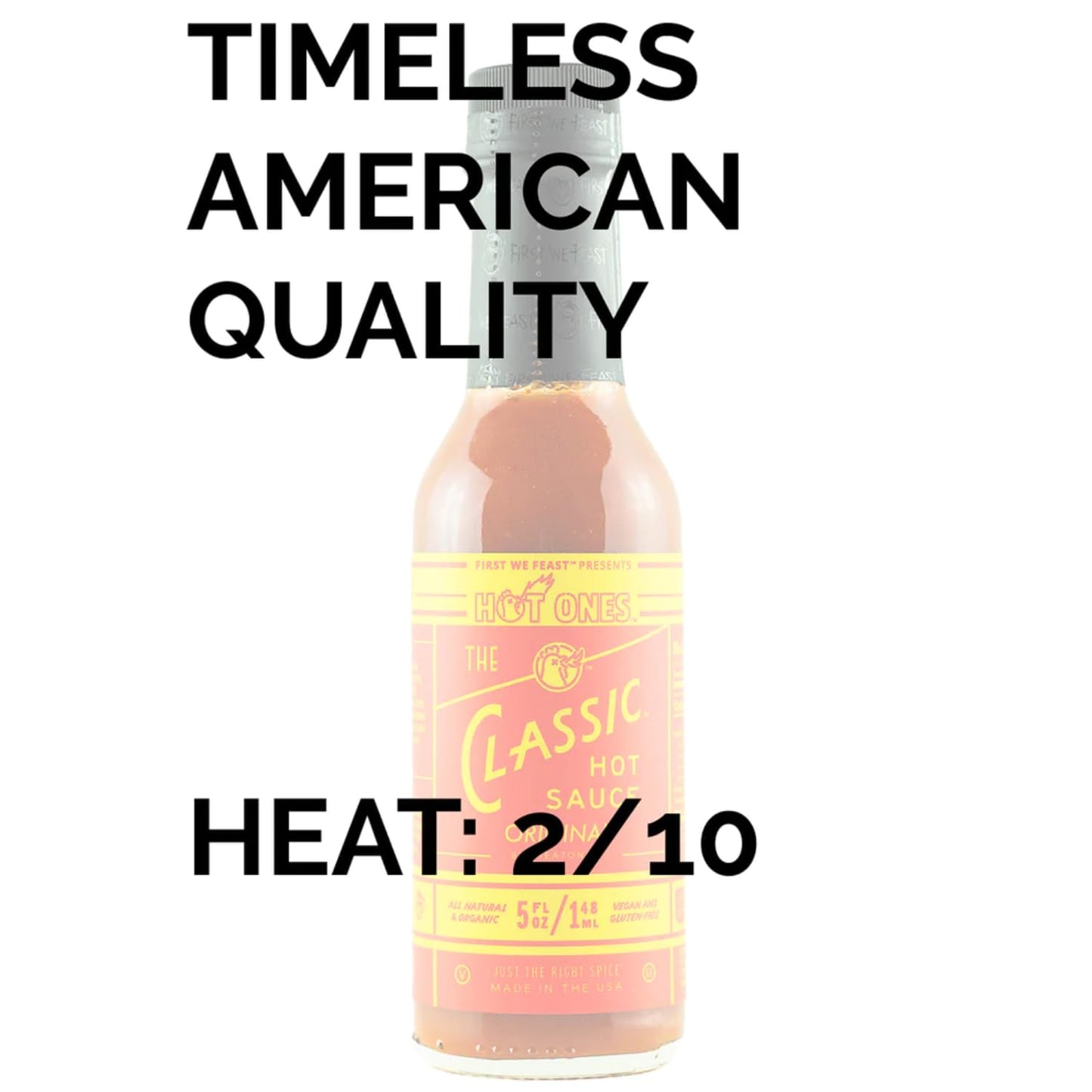 Hot Ones The Classic Hot Sauce Made With Natural Ingredients & Strong Flavors From Organic Chile De Arbol Peppers, 5 fl oz Bottl