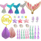 Mermaid Cake Topper Big Mermaid Tails Seaweed Starfishes Shells And Palm Leaves Cake Set For Mermaid Under The Sea Cake Decor