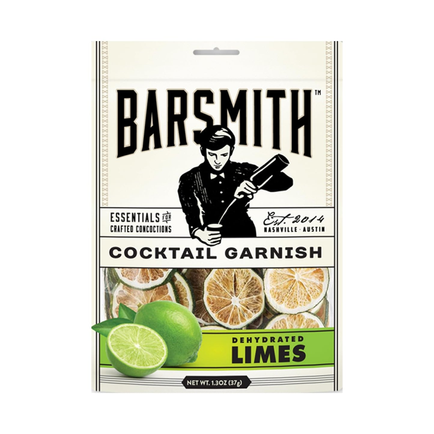 Barsmith Dehydrated Lime Slices (17.64oz) in Mylar Bag - Real Lime Garnish for Cocktails, Mocktails, Tea & Cooking - Tangy Citru