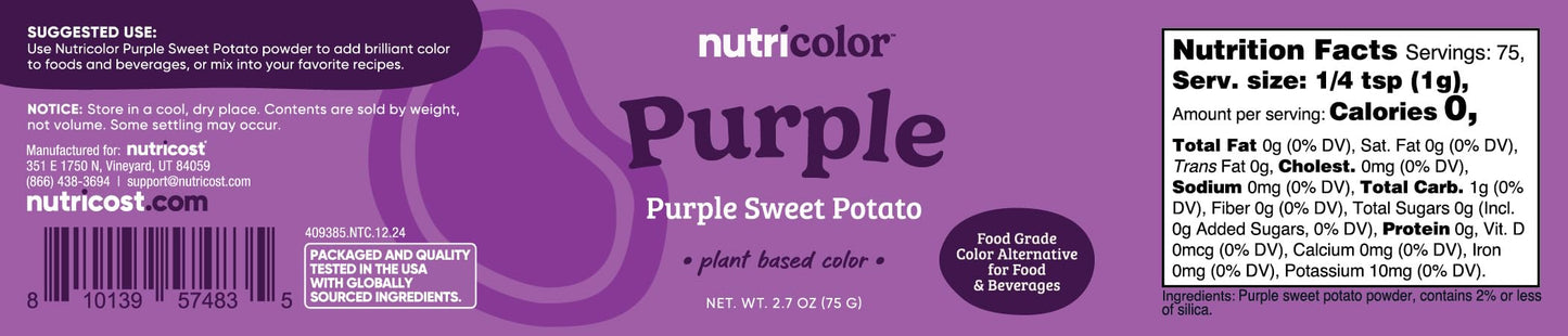 Nutricost Purple Plant Based Food Coloring From Purple Sweet Potato Powder (75 Servings) - Nutricolor Color Alternative For Food