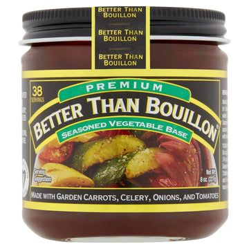 Better Than Bouillon Premium Seasoned Vegetable Base, Blendable Base For Added Flavor, 38 Servings Per Jar 8 Ounce (Pack Of 4)