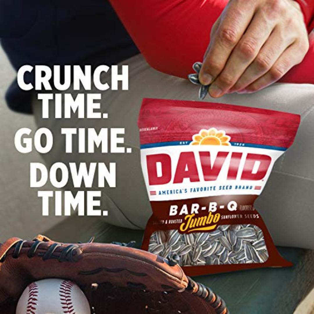 DAVID Roasted and Salted Jumbo Sunflower Seeds, Bar-B-Q Flavor, 5.25oz.