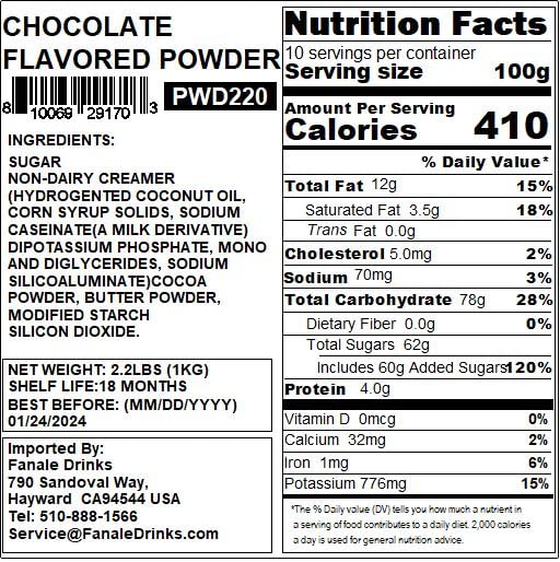 Fanale Premium Chocolate Bubble Tea Flavoring Powder | Perfect For Baking, Smoothies, Desserts And Drinks | Instant Flavoring Po