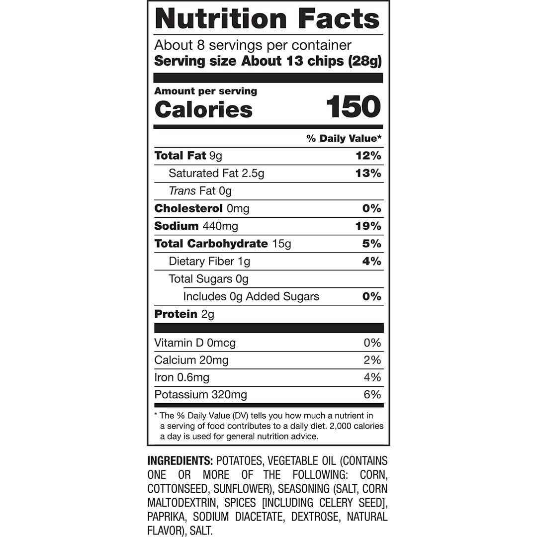 HERRS OLD BAY Potato Chips, Pack of 6 Bags, 7.75oz Total