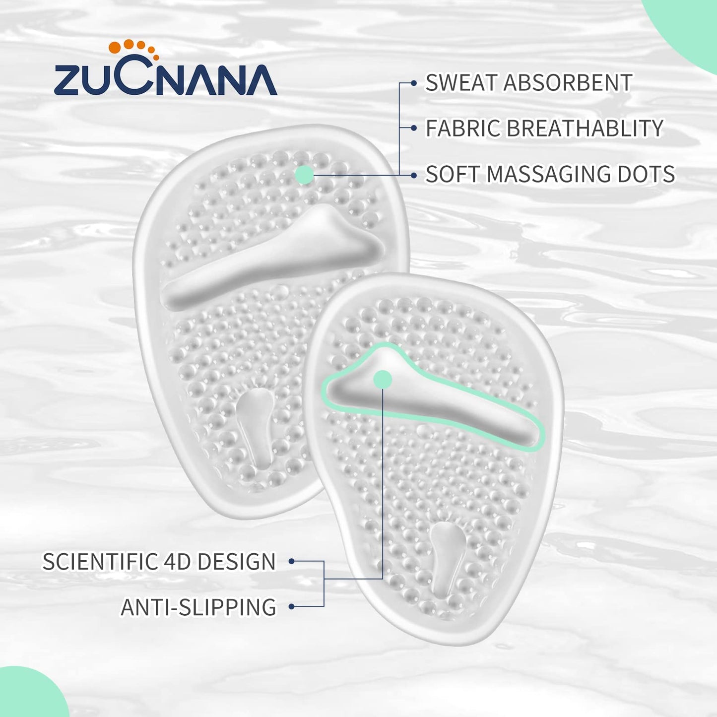 Metatarsal Pads (2 Pairs Shoe Inserts Women) | Soft Gel High Heel Inserts | Invisible Ball Of Foot Cushions For Women Foot Pain