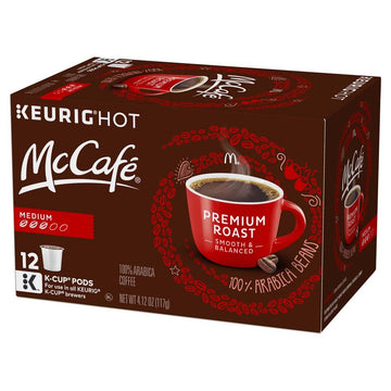 Mccaf   Premium Roast Coffee, Medium Roast, K-Cup Pods, 12 Count