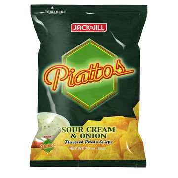 Jack'N Jill Piattos Flavored Potato Crisps 2.8 Oz Sour Cream & Onion Flavored (Pack Of 2)
