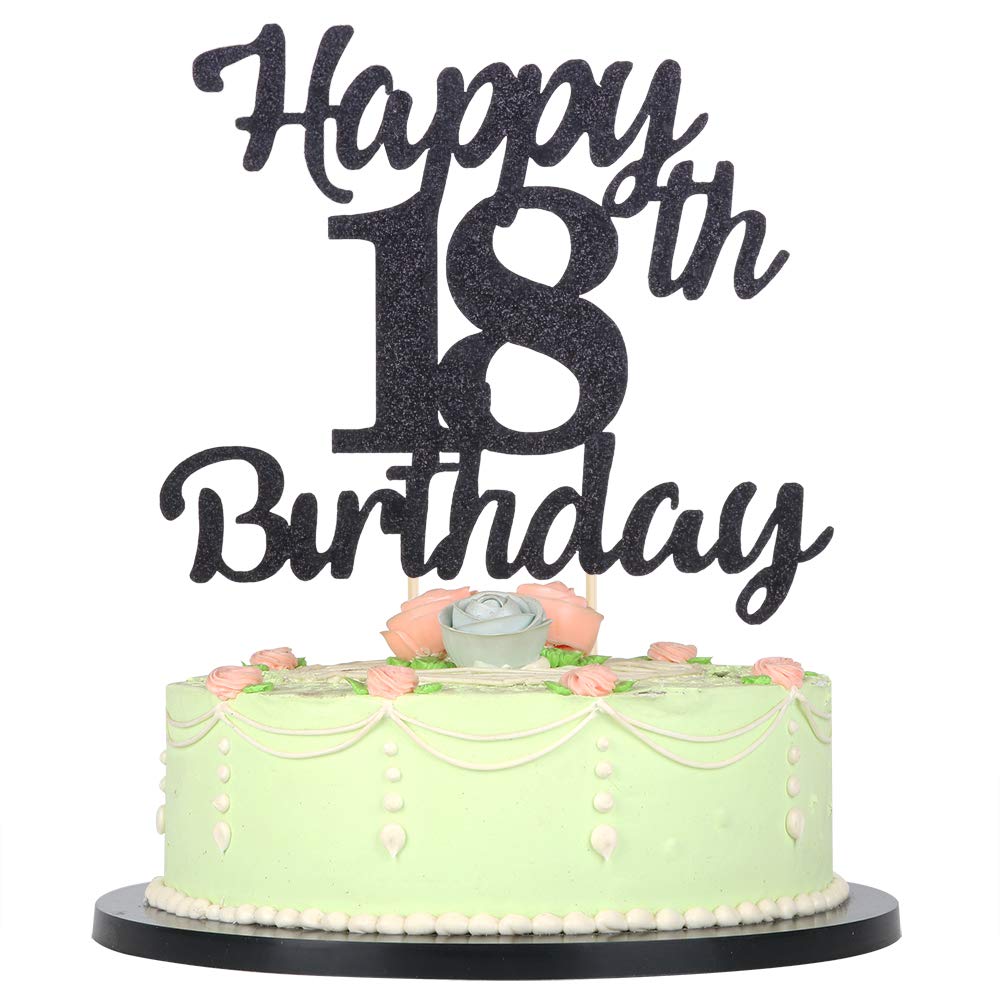 Lveud 18Th Birthday Cake Topper For Happy Birthday, 18 Black Flash 18Th Cake Topper,Happy Birthday Cake Topper Cake Ornament (18Th)