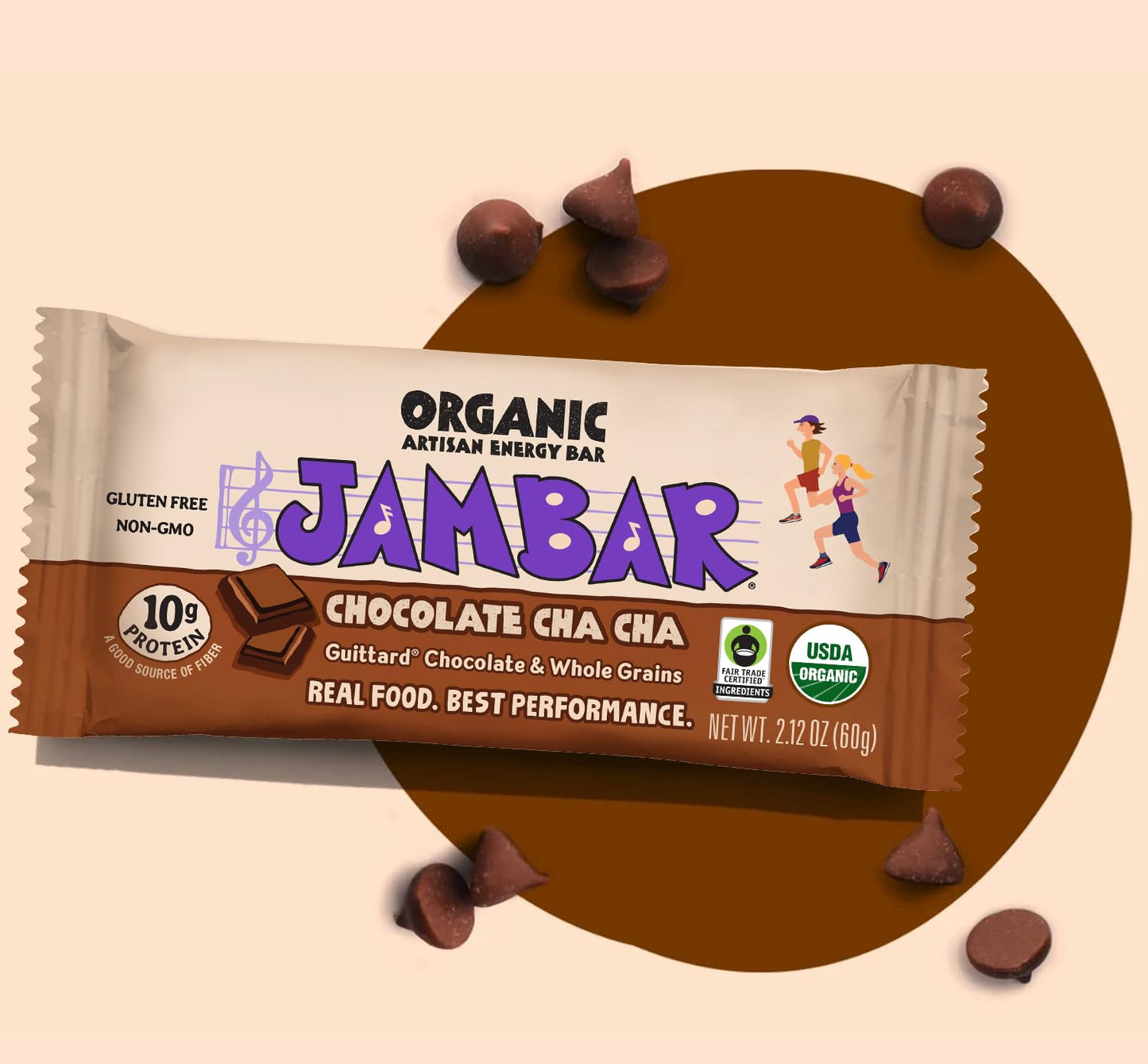 JAMBAR Organic Artisan Energy Bar - Chocolate Cha Cha, 12 Pack, 2.12 Ounce