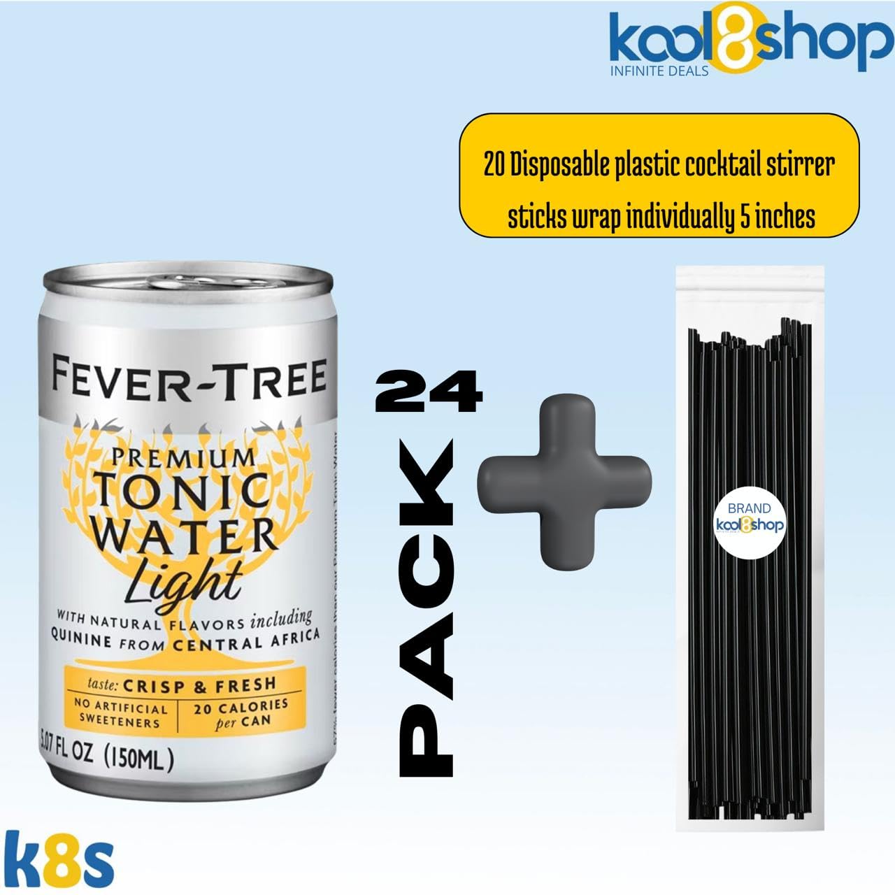 Fever-Tree Tonic Water Light Premium Mixer, 5.07 fl oz Aluminum Cans, 24 Pack, Model 345821