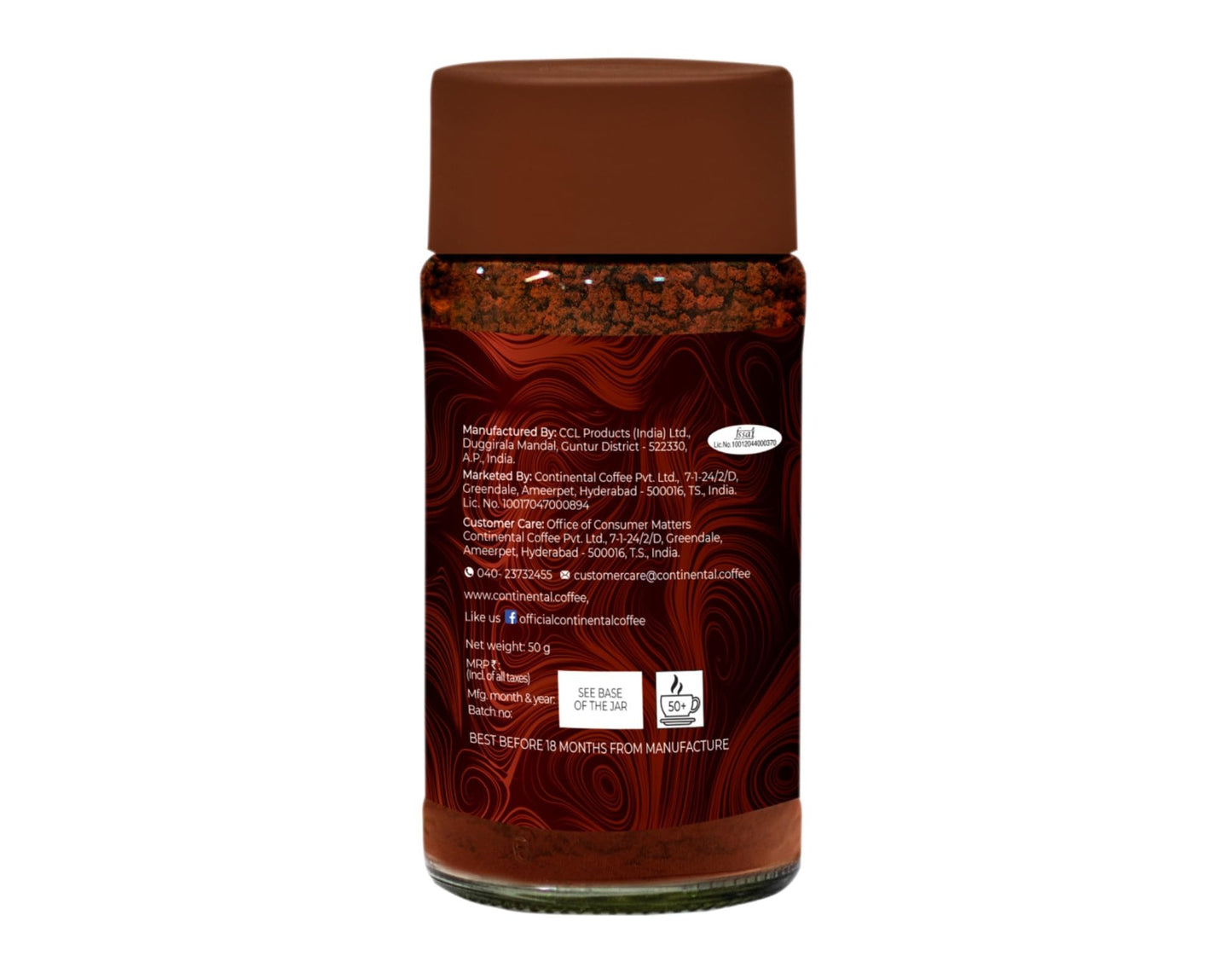 CONTINENTAL XTRA Coffee 50g Jar | Strongest Instant Coffee Powder | Instant South Blend