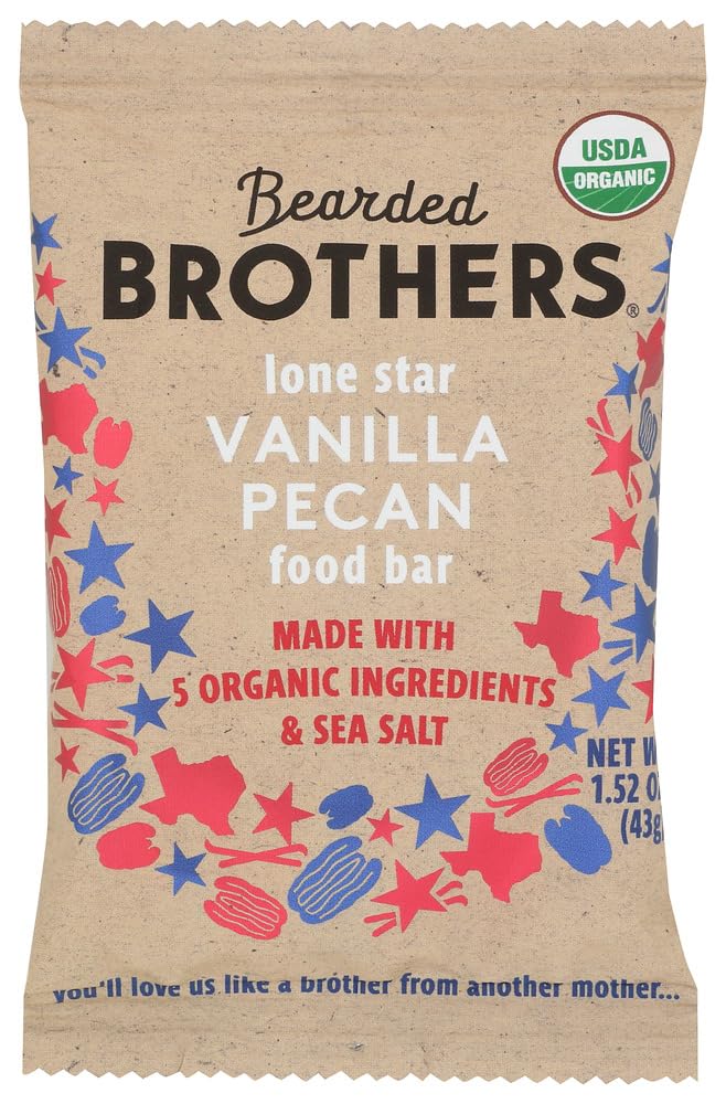 Bearded Brothers Organic Vegan Protein Energy Bars - Gluten Free, Paleo, Fiber, Whole 30 | Non Gmo, Soy Free, Low Snacks | 12 Pa