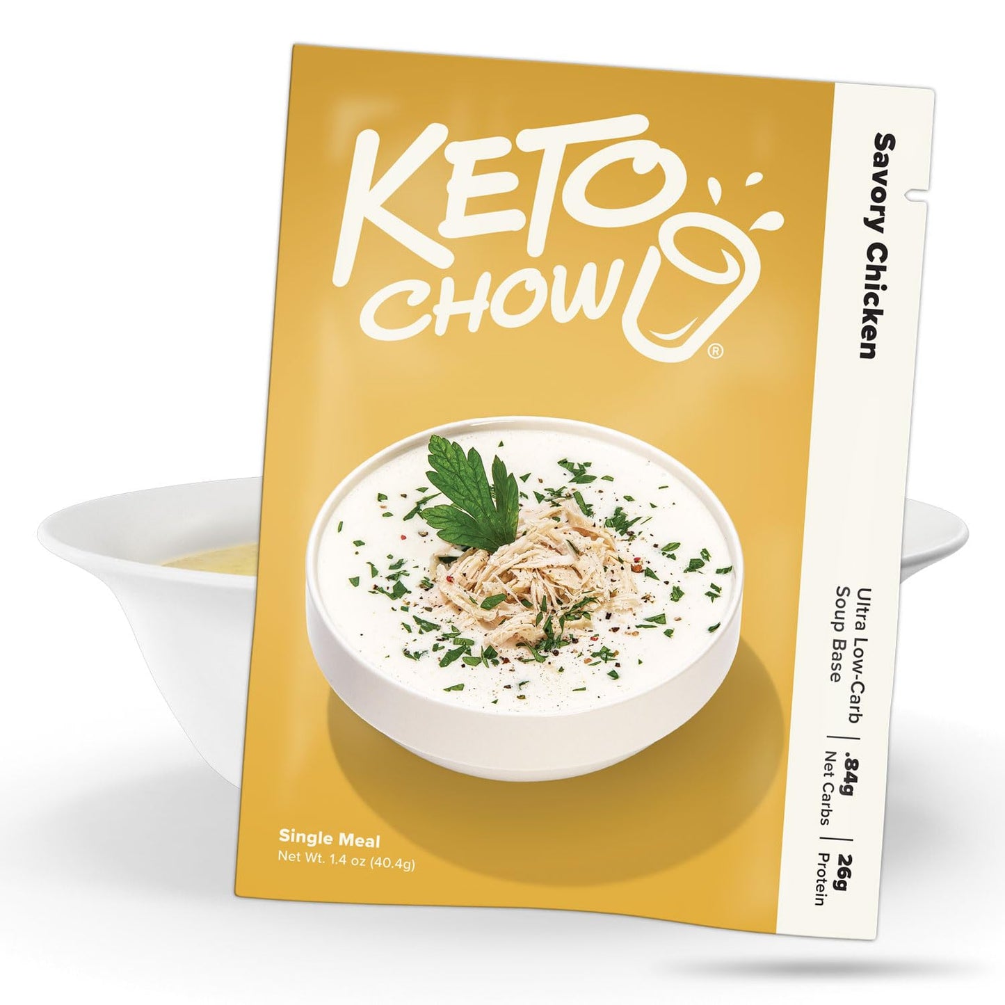 Keto Chow Savory Chicken | Keto Soup Base Powder | Nutritionally Complete | Low Carb | Protein Rich | You Choose The Fat | Singl