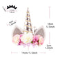 Nishine Rose Floral Unicorn Cake Topper - Silver & Ivory Paper Decoration for Birthday Parties