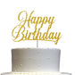 RokAPary Happy Birthday Glitter Cake Topper, Acrylic, Double-Sided, Gold