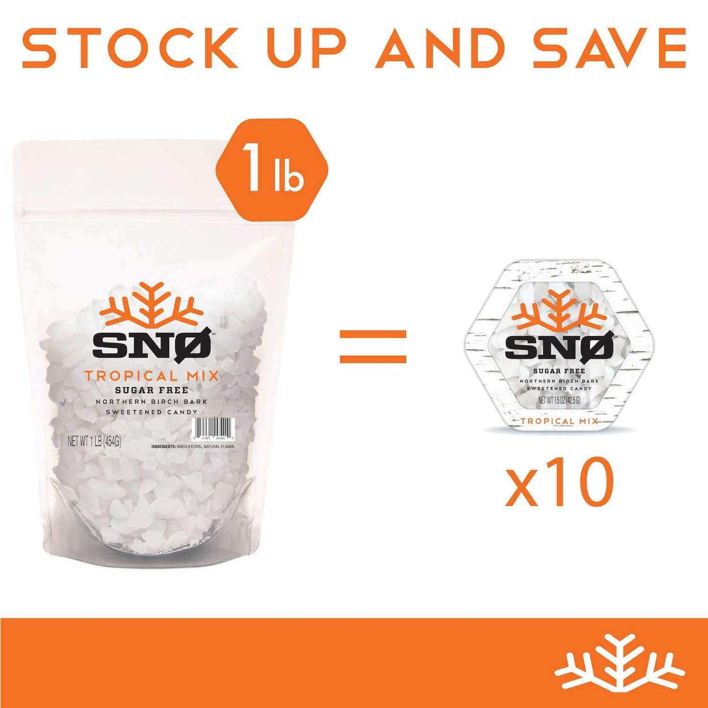 Tropical Mix Keto Xylitol Candy Chips - Sn 1Lb Bag - Sugar-Free Candy With Only 2 Ingredients | Low Carbs, Diabetic-Friendly, No