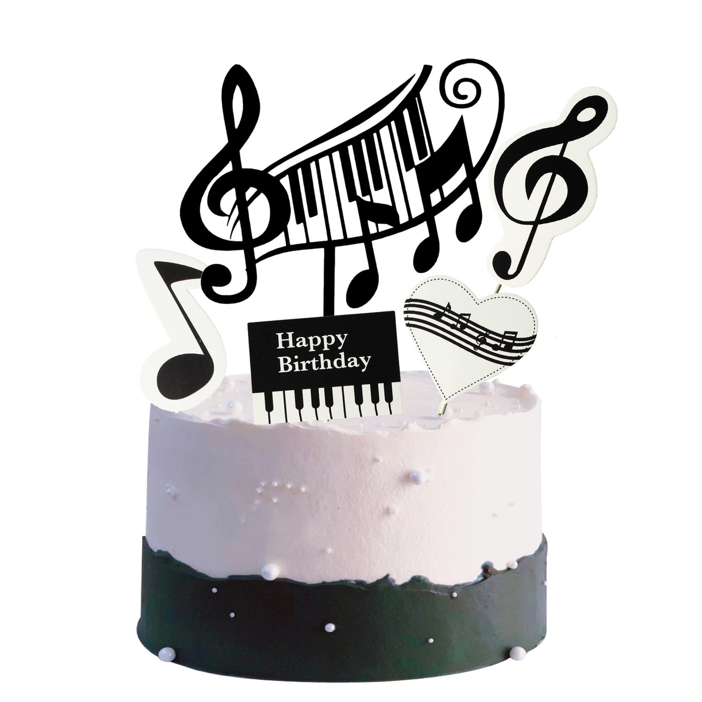 (5 Pieces) Music Birthday Cake Decoration, Music Cake Topper Decoration, Music Birthday Decoration Supplie