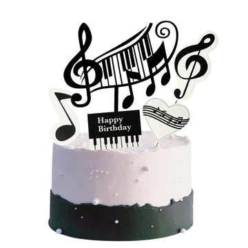 (5 Pieces) Music Birthday Cake Decoration, Music Cake Topper Decoration, Music Birthday Decoration Supplie