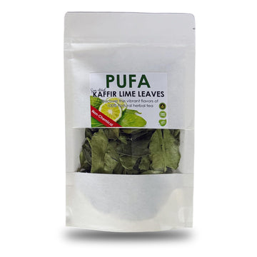 Pufa Dried Kaffir Lime Leaves - Pure Natural Lime Tree Leaf in Resealable Bag - Fresh Kaffir Lime Plant Leaves for Panang Curry,