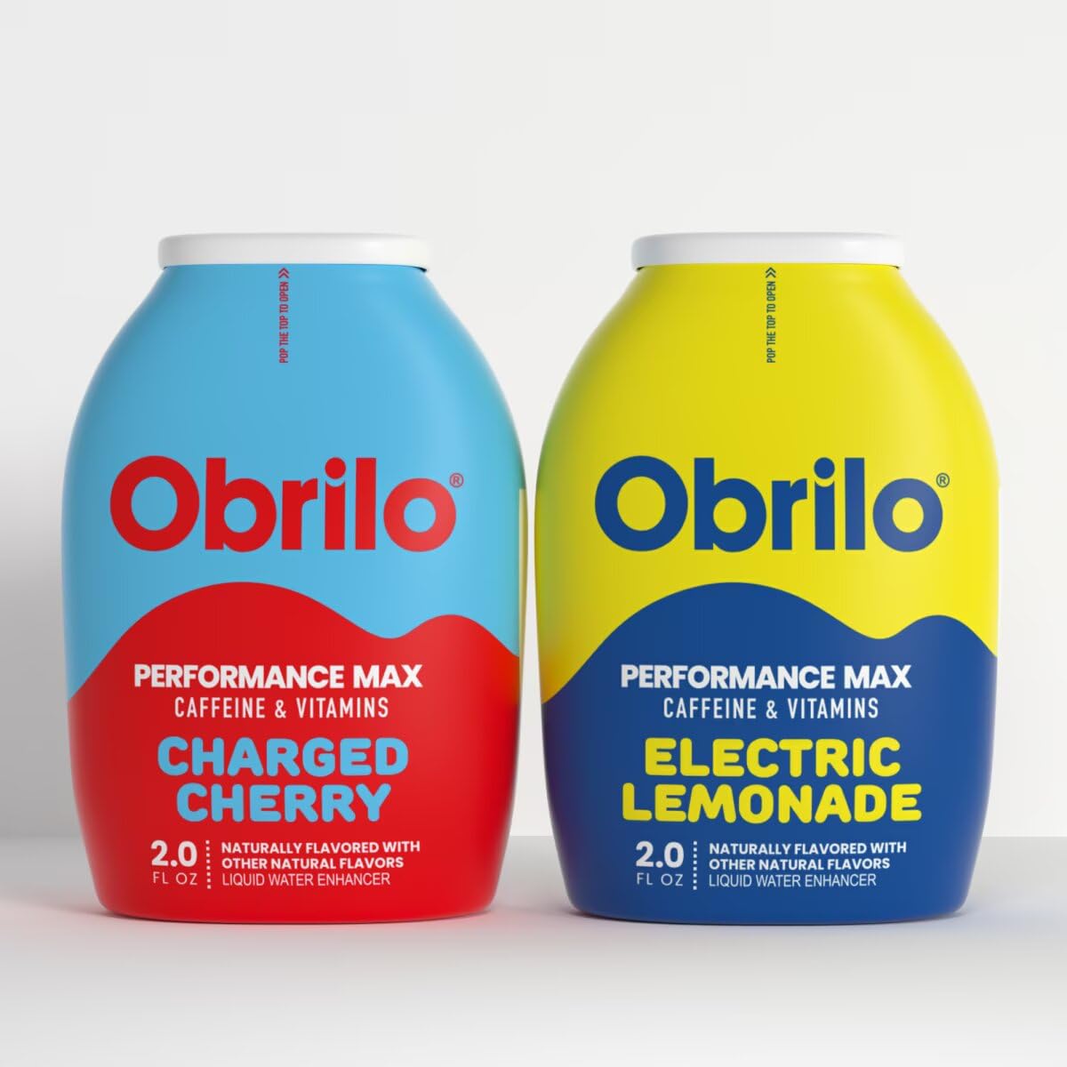 Obrilo Performance Energy Water Enhancer, L-Theanine, Taurine, Ginseng, 2 Fl Oz (Pack of 2), Cherry Charge & Electric Lemonade