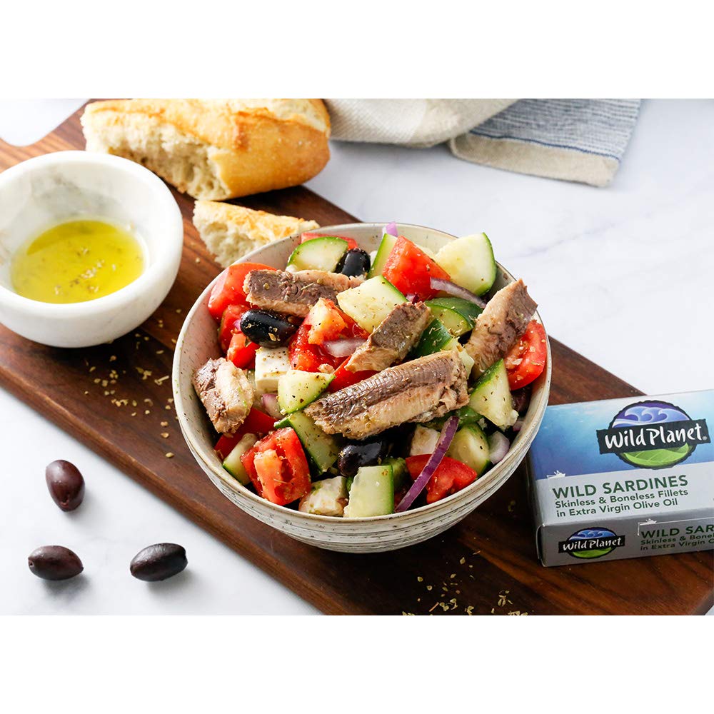 Wild Planet Wild Sardines in Water, Sea Salt, Skinless & Boneless, Tinned Fish, Sustainably Wild-Caught, Non-GMO, Kosher, Gluten