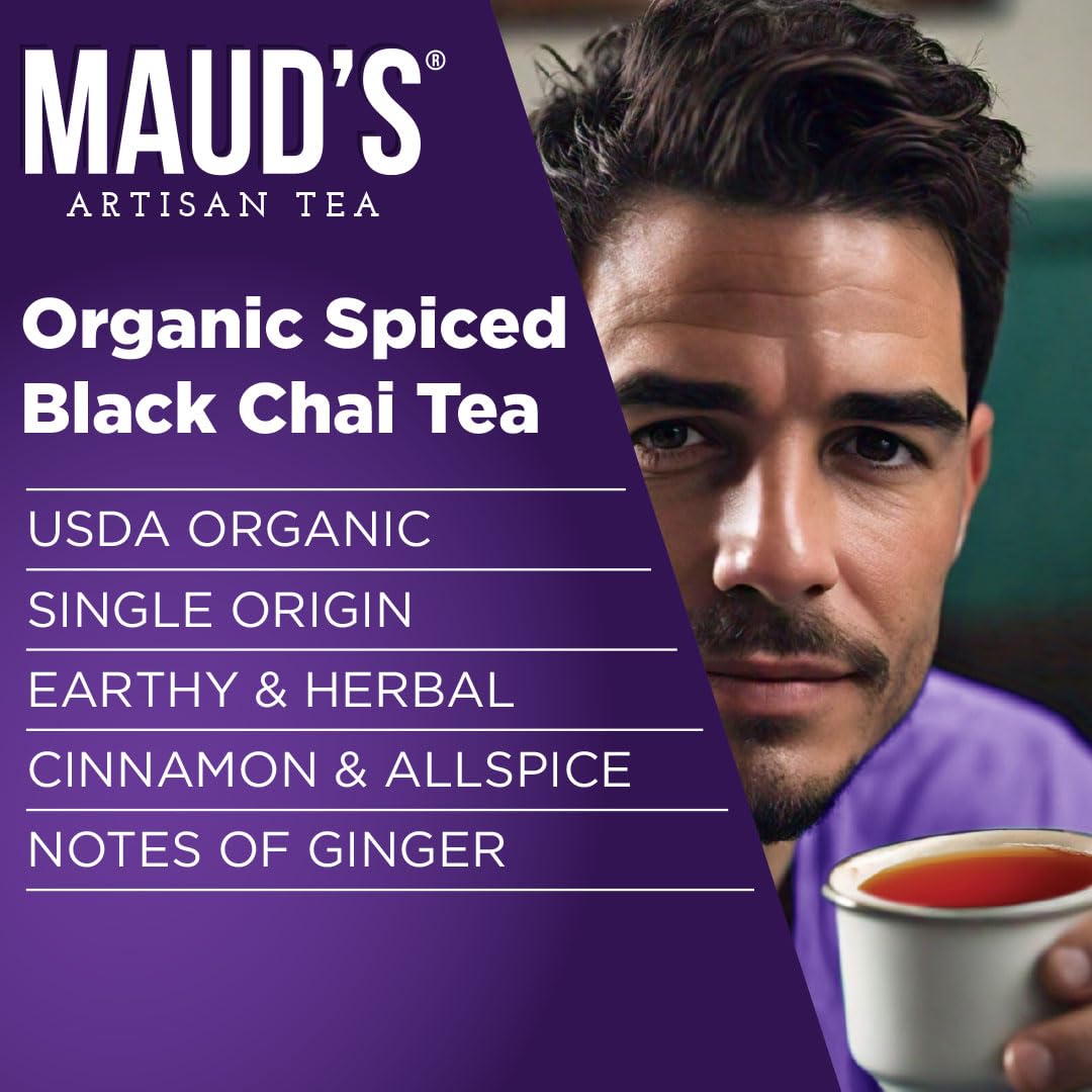 Maud'S Organic Chai Tea (Spiced Cha-Cha Chai), 24Ct. Solar Energy Produced Recyclable Single Serve Spiced Chai Tea Organic Black