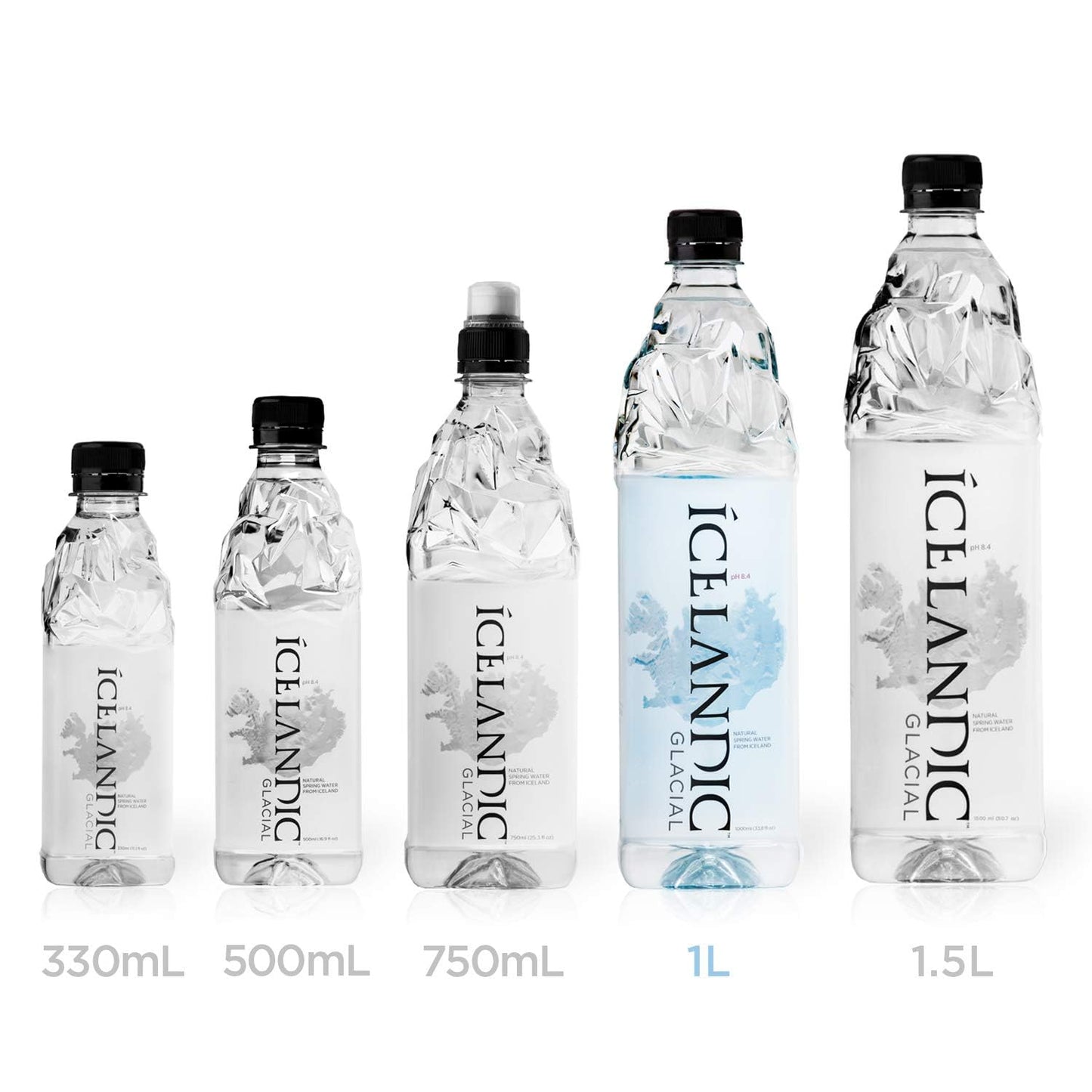 Icelandic Glacial Natural Spring Alkaline Water, 1 Litre, Pack of 6, Clear, Model 00211302