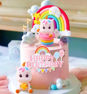 Jevenis Rainbow Unicorn Cake Decoration Unicorn Birthday Decoration Rainbow Cake Topper Unicorn Party Favors Rainbow Birthday De