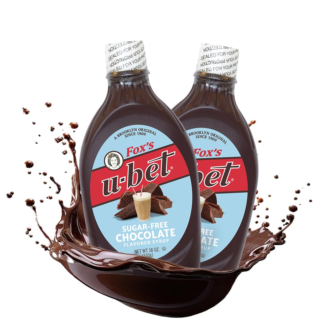 Foxs U-Play Syrup Bottle - Brooklyn Oriflavor Blendal Since 1900  Thick  No High Fructose Corn Syrup  Kosher Certified  Fat Free  For Egg Creams  Coffee  Milkshakes & Desserts  18 Oz (2-Pack  Sugar Free Chocolate)