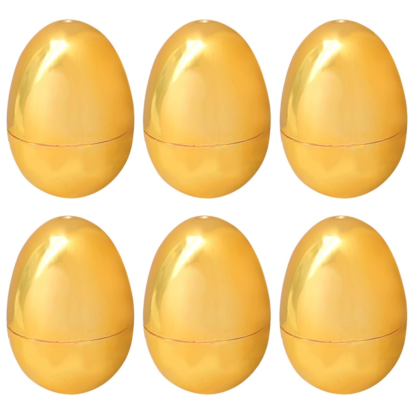 inheming 6 PCS Gold Easter Eggs, Empty Plastic Easter Eggs, Fillable Eggs for Candy, Chocolate, Money and Easter Stuff, Easter E