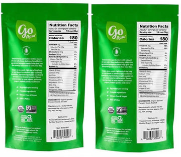 Go' Raw Sprouted Organic Pumpkin Seeds With Sea Salt, 22 Oz Pack Of 2
