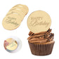 Wolpark Gold Mirror Acrylic Cupcake Toppers, 20pcs, 1.97 inches, Engraved Cake Picks for Birthday Party Decorations