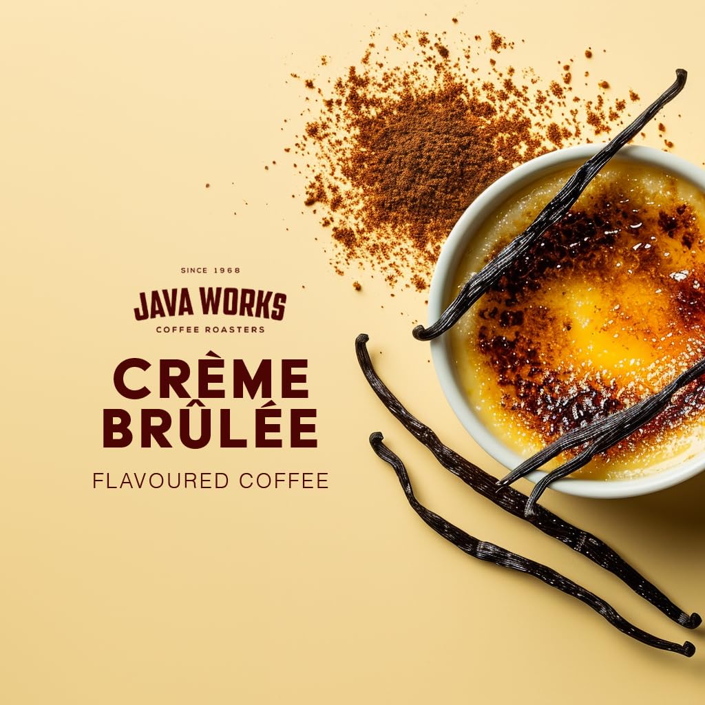 Java Works Coffee - Crme Brulee Flavored Coffee | 12 Ounces | Medium Roast | Whole Bean | No Sugar Added